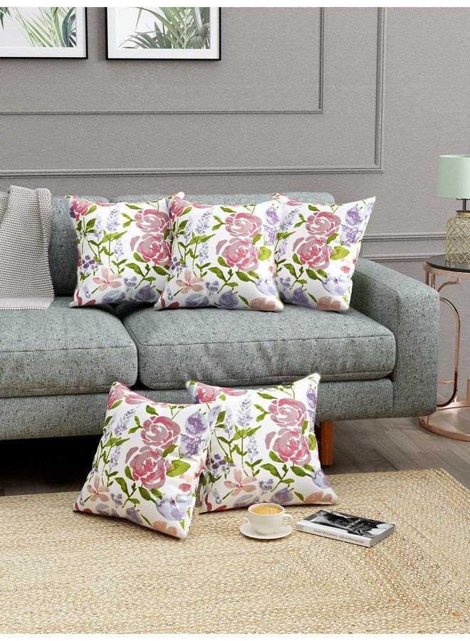 Trance Home Linen Trance Home Linen Thick Cotton Printed 16X16 Inch Cushion Covers For Sofa And Diwan | Throw Pillow/Small Cushion Pillow Covers (16X16 Inch | 40Cmx40Cm, Huvu Lilac) Set Of 5, 180 TC - Image 1