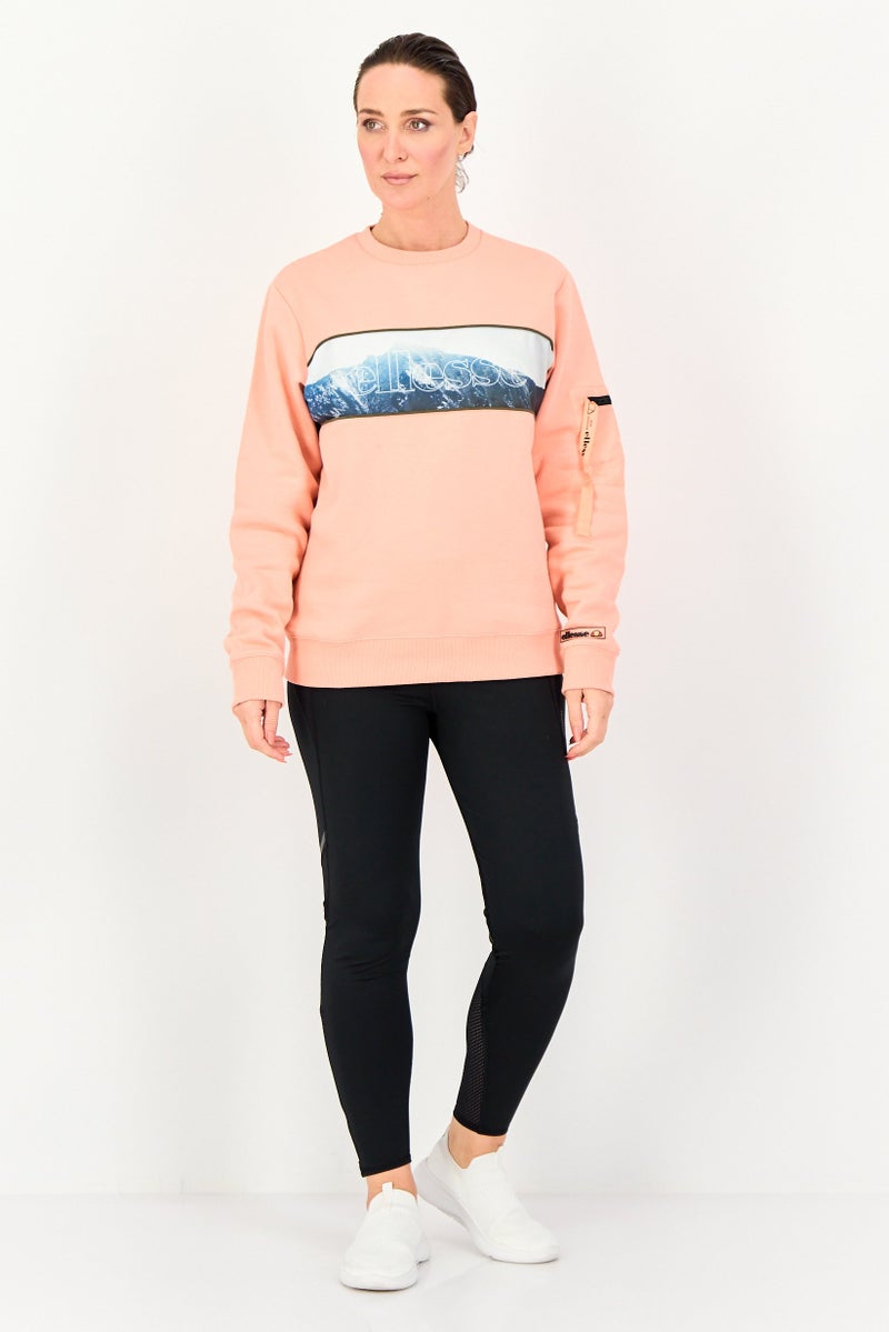 Ellesse بلوزة رياضية نسائية بأكمام طويلة مناسبة في الهواء الطلق، كورال - Image 4