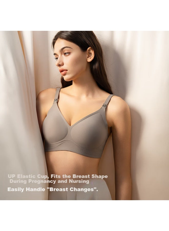 Fenye Nursing Bra Anti-sagging Push-up Seamless Postpartum Breastfeeding Sleepwear Thin Breathable Rock Gray Xxl - Image 2