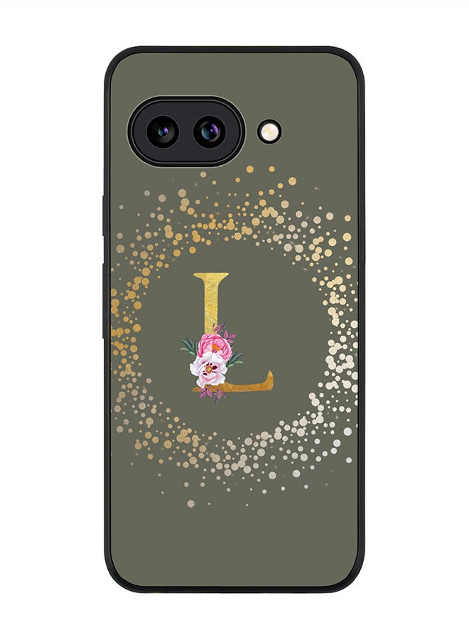 Stylizedd For Google Pixel 9a Case,Slim fit Camera Protection, Shockproof Thin Phone cover  - Custom Monogram Floral - L  (Olive Green )