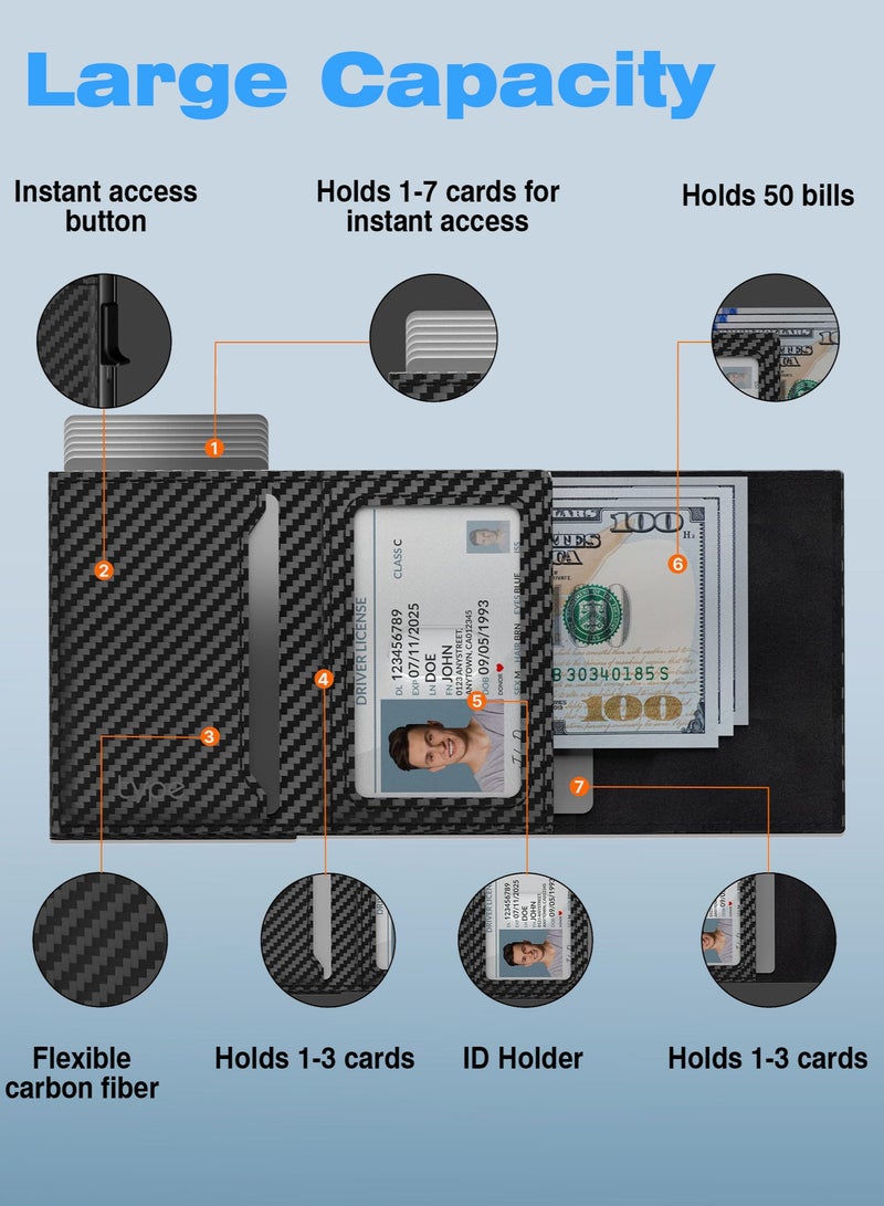 XQOOPS Anti-Lost Wallet for Men with Tracker Finder, Mens Smart Wallet Works with Apple Find My(iOS Only), RFID Blocking, Carbon Fiber, Minimalist - 9-14 Card Capacity | ID Window | Cash Slot (Black) - Image 3