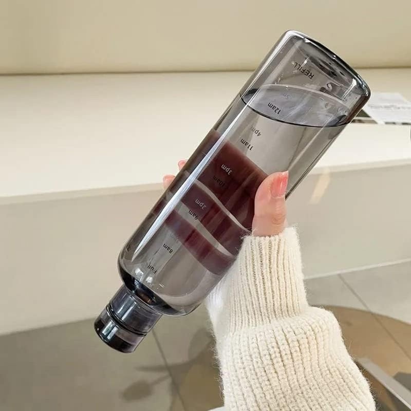 ALKAYAN 500ml with Reusable Time Tags Plastic Outdoor Sports Drink Bottle (Black) - Image 3