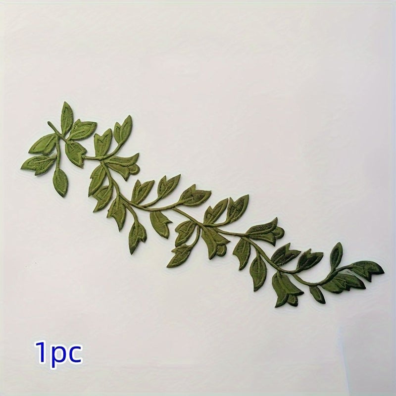 رقعة تطريز زرقاء كبيرة على شكل ورقة شجر للكي (لاصق) - Image 3