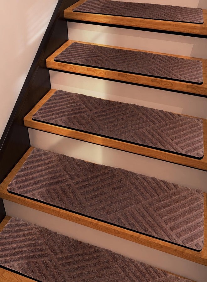 Demiwise Non Slip Stair Treads for Wooden Steps Indoor，15 Pack 8" x 30" Non Slip Carpet Stair Treads with Reusable Adhesive Rubber Backing，Staircase Step Treads Carpet Treads for Kids Elders and Pets - Image 1