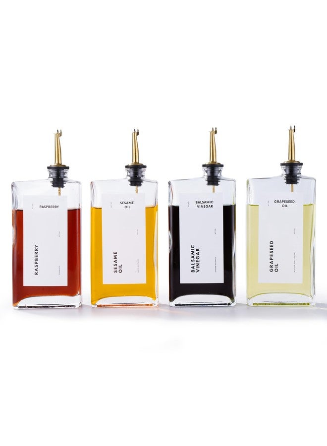 APT 1101 Olive Oil Dispenser for Kitchen, Cooking Oil and Vinegar Dispenser Set, Olive Oil Bottle, Soy sauce dispenser, coffee syrup bottles with stainless steel pourers (Gold, Set of 4) - Image 1