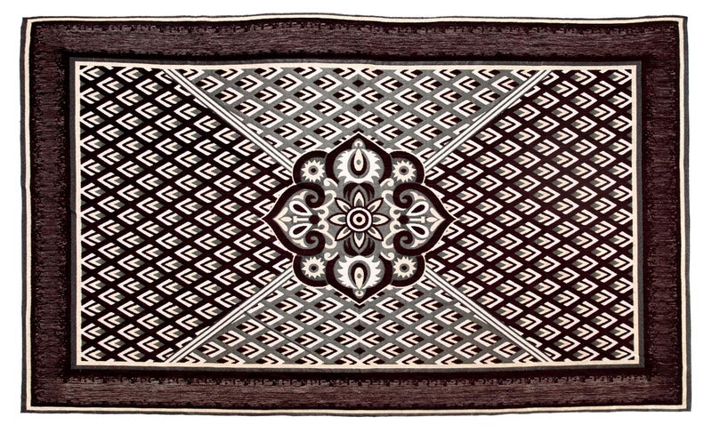 Nendle Jacquard Weaved Velvet Geometric Sofa Center Square Table Cover For 4 Seater (Brown, Standard) - Image 2