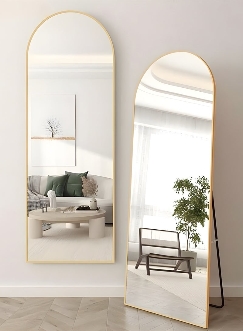 تايمي مرآة كبيرة بتصميم انيق 150x50سم - مرآة كاملة الطول باطار معدني ذهبي واستاند خلفي - تصميمها الرائع يناسب غرفة المعيشة وغرف اللبس وغرف النوم - Image 2