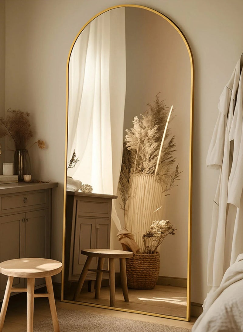 تايمي مرآة كبيرة بتصميم انيق 150x50سم - مرآة كاملة الطول باطار معدني ذهبي واستاند خلفي - تصميمها الرائع يناسب غرفة المعيشة وغرف اللبس وغرف النوم - Image 1