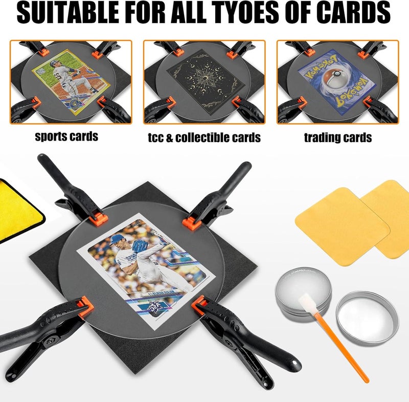 COARVXA 267 Pcs Card Care Clean Kit,Trading Card Cleaning Kit with Fixing Jig and EVA Shaping Foam, Suitable for PSA Rated Baseball Football Basketball Sports Cards Card Care (Orange) - Image 5
