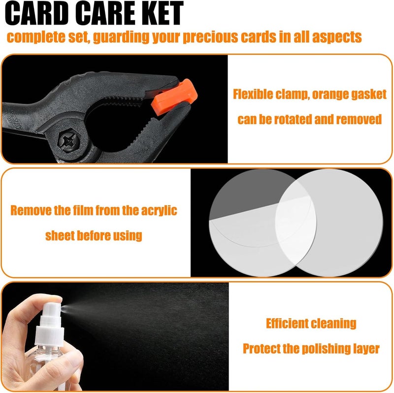 COARVXA 267 Pcs Card Care Clean Kit,Trading Card Cleaning Kit with Fixing Jig and EVA Shaping Foam, Suitable for PSA Rated Baseball Football Basketball Sports Cards Card Care (Orange) - Image 4