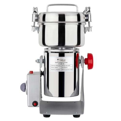 Vishvas Oil Maker Masala Grinder Machine for Home Use with 300gm Dry Masala Spices Mixer Grinder Machine 300 GM (White) Stainless Steel - Image 5