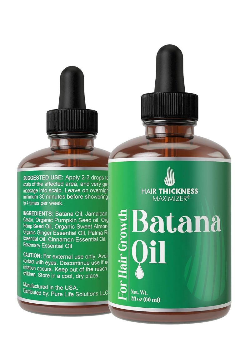 HAIR THICKNESS MAXIMIZER - Batana Oil for Hair Growth. With Jamaican Black Castor, Pumpkin Seed Oil, Rosemary Oil. Vegan Thickening, Moisturizing, Strengthening Serum For Women, Men. Scalp Treatment For Weak, Dry Hair 2oz - Image 1