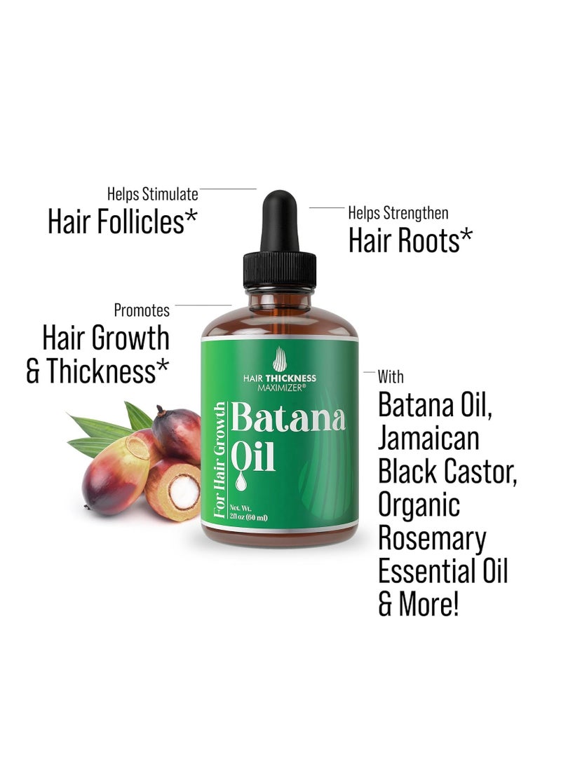 HAIR THICKNESS MAXIMIZER - Batana Oil for Hair Growth. With Jamaican Black Castor, Pumpkin Seed Oil, Rosemary Oil. Vegan Thickening, Moisturizing, Strengthening Serum For Women, Men. Scalp Treatment For Weak, Dry Hair 2oz - Image 1