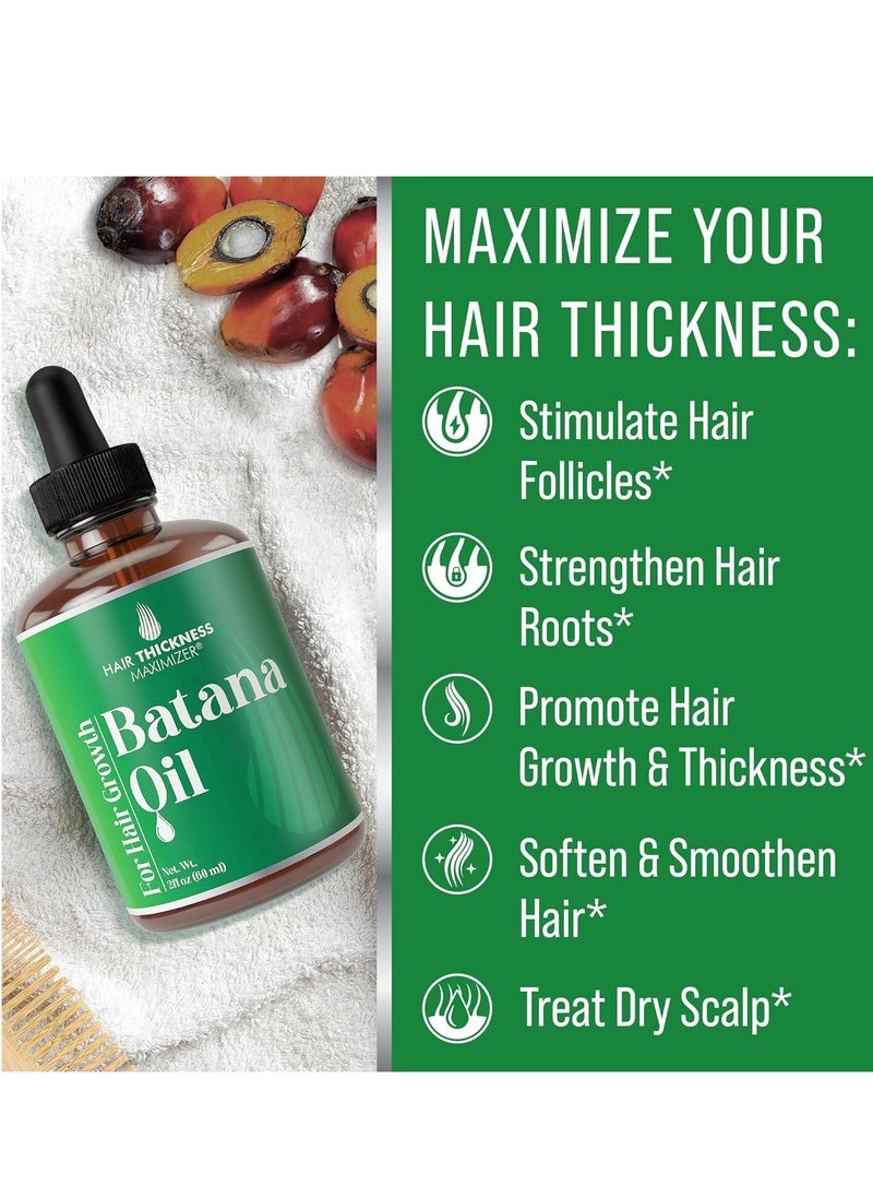HAIR THICKNESS MAXIMIZER - Batana Oil for Hair Growth. With Jamaican Black Castor, Pumpkin Seed Oil, Rosemary Oil. Vegan Thickening, Moisturizing, Strengthening Serum For Women, Men. Scalp Treatment For Weak, Dry Hair 2oz - Image 1