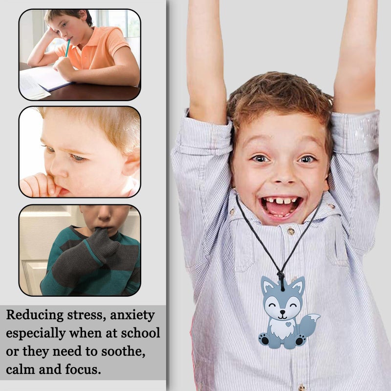 LeeYean Chew Necklaces for Sensory Kids, Sensory Toys for Kids with Autism, ADHD, SPD, 6 Pack Chewy Necklace for Anxiety Fidgeting Relief - Image 3