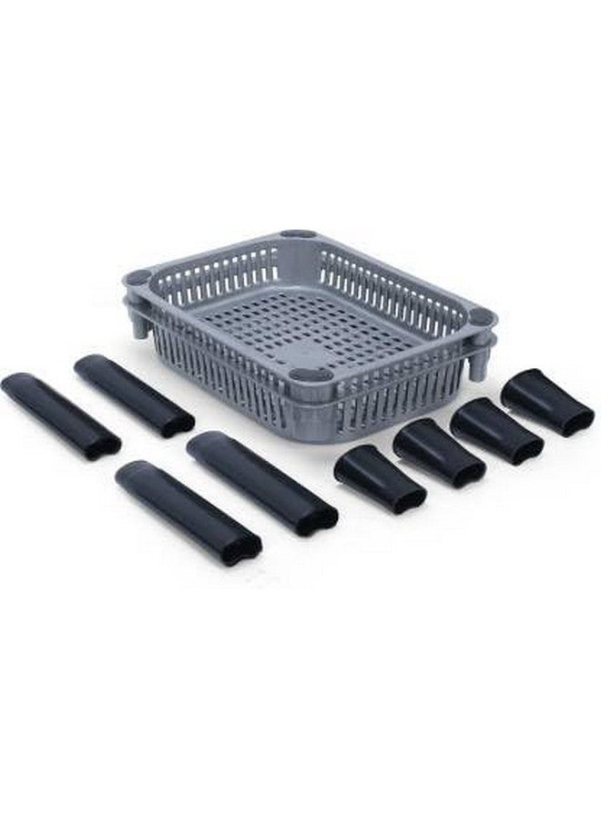 PULSBERY رف خضار بلاستيكي PULSBERY لتخزين المطبخ، منظم خضار، حامل لسلة المطبخ، المكتب، غرفة النوم، المطبخ، الحمام، حامل الفواكه والبصل والبطاطس (طبقتين، رمادي) - Image 4