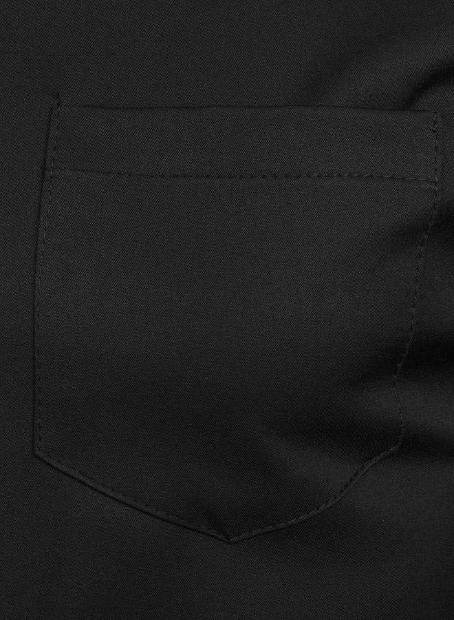 ZEROYAA Men's Banded Collar Slim Fit Long Sleeve Casual Button Down Dress Shirts with Pocket, Black, M - Image 5