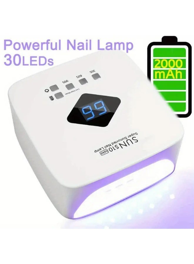 OSYA Professional Rechargeable Nail Dryer with 30 LED Lights - Portable Wireless Manicure Lamp, Built-in 2000mAh Battery, 3 Timer Modes, Infrared Sensor, Minimalist Design, Detachable Base, Essential Nail Art Tool - Image 1