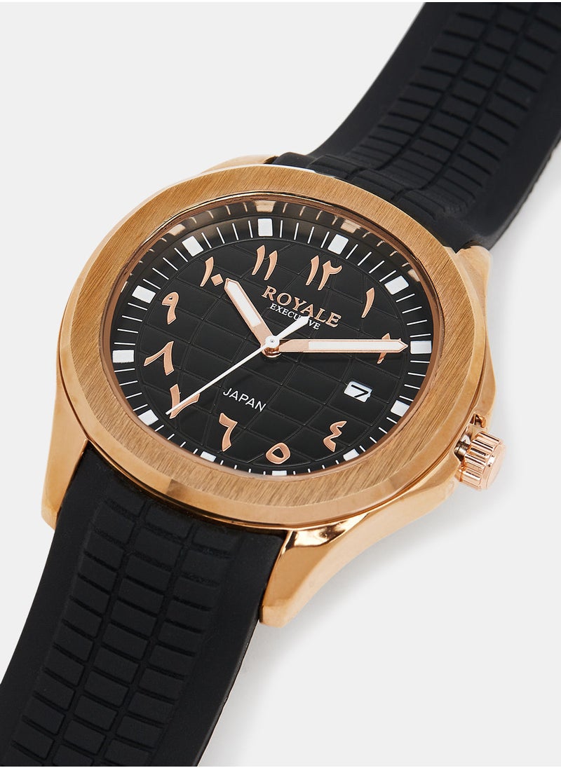 Royale Royale Executive Men's Rubber Strap Arabic Watch  - Image 3