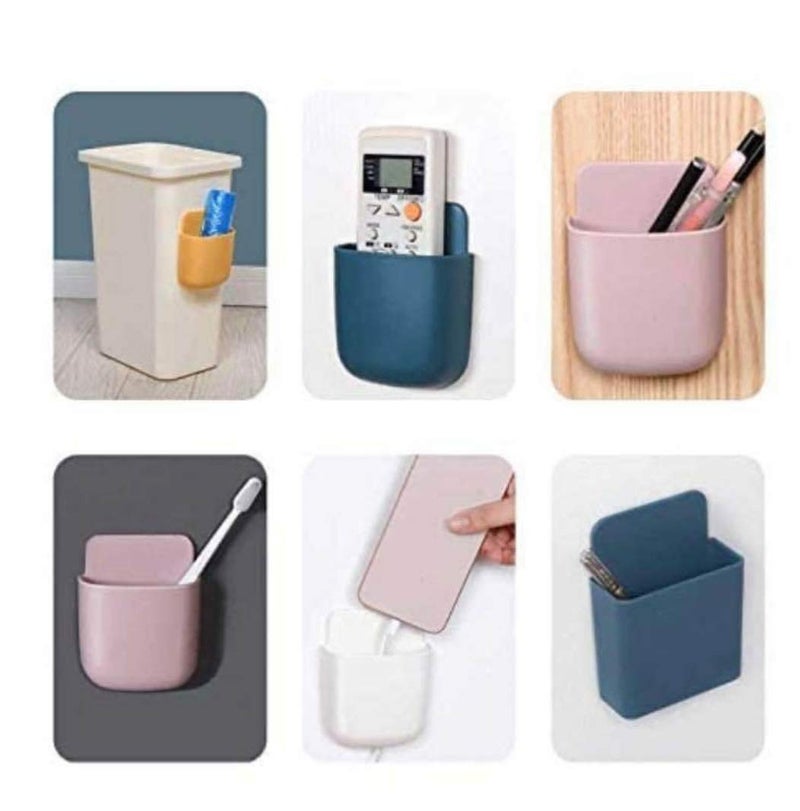 MARMIX 4 Piece Wall Mounted Storage Box With Plastic Wall Mobile Charger Stand Remote Storage Organizer Case for Air Conditioner TV Mobile Phone Plug Holder Stand Rack Phone Charger Plug Holder  - Image 2