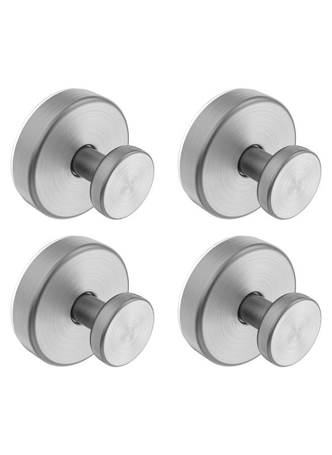 Hihonor - 4 Pack Suction Cup Hooks for Shower, Removable Towel Hooks for Bathroom, Window, Glass, Door, Wall, Bathrobe Loofah Hook for Hanging, Silver - Image 1