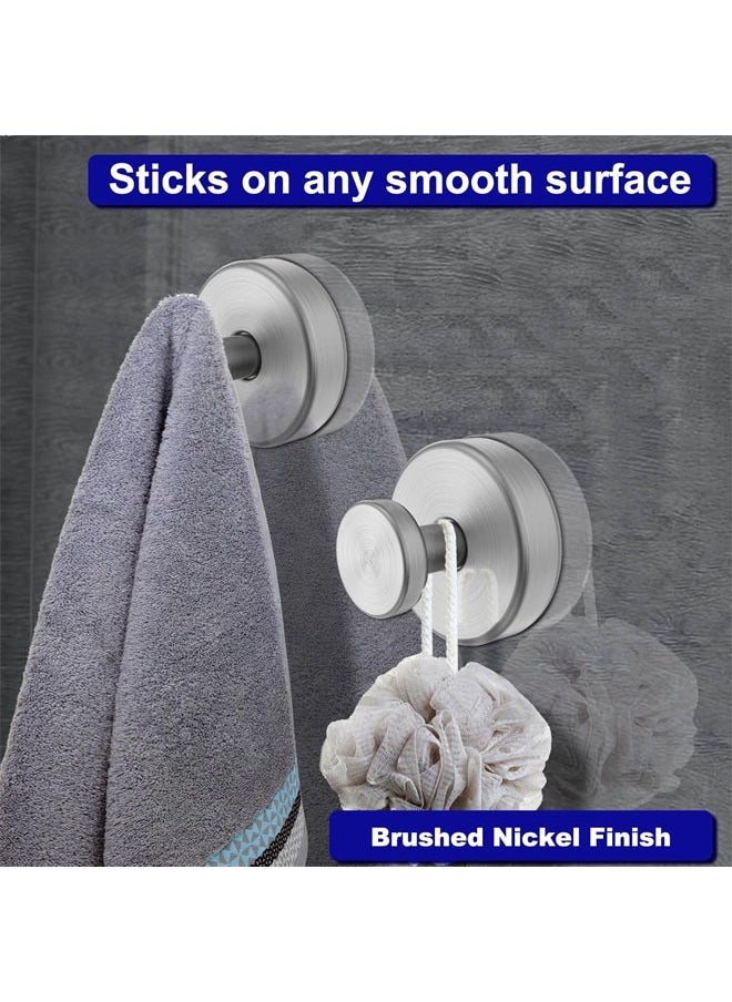 Hihonor - 4 Pack Suction Cup Hooks for Shower, Removable Towel Hooks for Bathroom, Window, Glass, Door, Wall, Bathrobe Loofah Hook for Hanging, Silver - Image 1