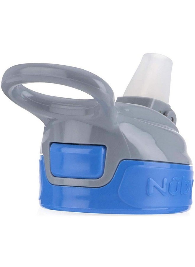 Nuby Nuby Thirsty Kids Push Button Flip-it Soft Spout on The Go Water Bottle with Easy Grip Band, Blue Sharks, 12 Oz  - Image 1