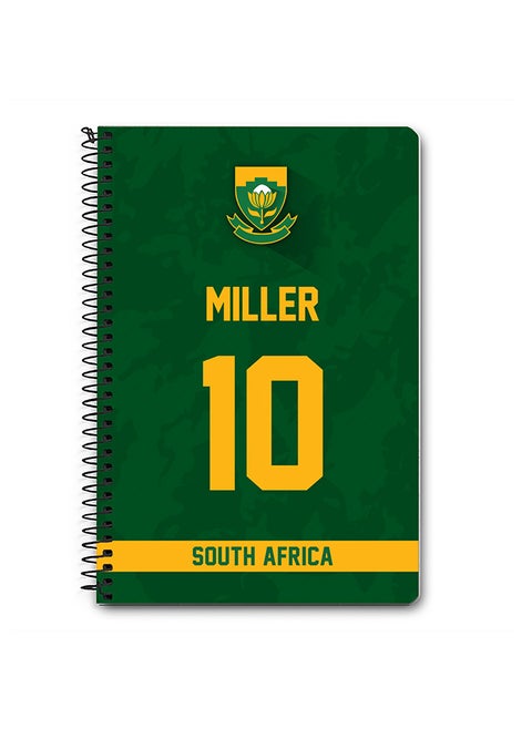 Designer A5 Spiral Notebook Memo Notepad Journal Player - David Miller, Jersey Number -10 (With Logo)