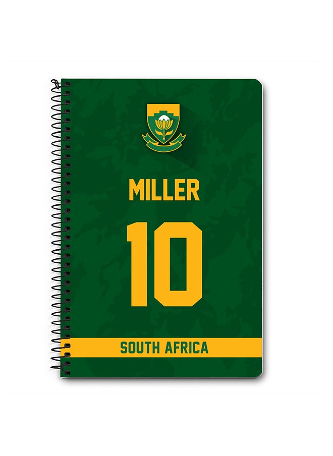 Stylizedd - Designer A5 Spiral Notebook Memo Notepad Journal Player - David Miller, Jersey Number -10 (With Logo) - Image 1