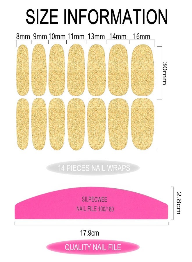 SILPECWEE Glitter Nail Polish Strips Nail Wraps for Women Adhesive Gel Nail Strips Nail Polish Stickers for Nail Art Accessories Fingernail Manicure Sticker with 1pc Nail File (8 Sheets) - Image 3