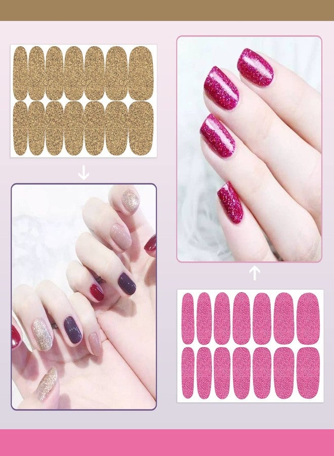 SILPECWEE Glitter Nail Polish Strips Nail Wraps for Women Adhesive Gel Nail Strips Nail Polish Stickers for Nail Art Accessories Fingernail Manicure Sticker with 1pc Nail File (8 Sheets) - Image 4