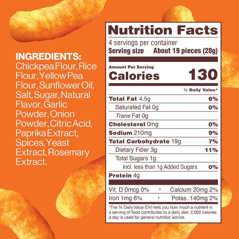 Hippeas Chickpea Puffs, Cheezy Vibes, 4 Ounce (Pack of 6), 4g Protein, 3g Fiber, Vegan, Gluten-Free, Crunchy, Plant Protein Snacks - Image 2