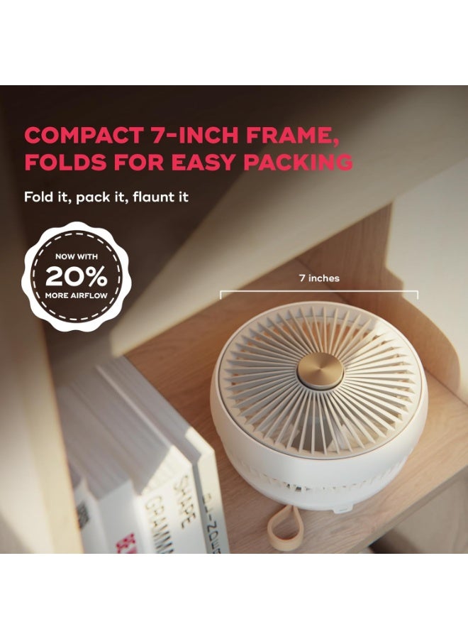 NUUK Folde V2 Personal Rechargeable Fan For Travel|Folds 180° & Fits In Any Bag|Cordless,7-Inch|16 Hr Run Time,4 Wind Speeds|Super Silent BLDC Motor|For Hiking,Picnics,Beach,Camping - Image 3