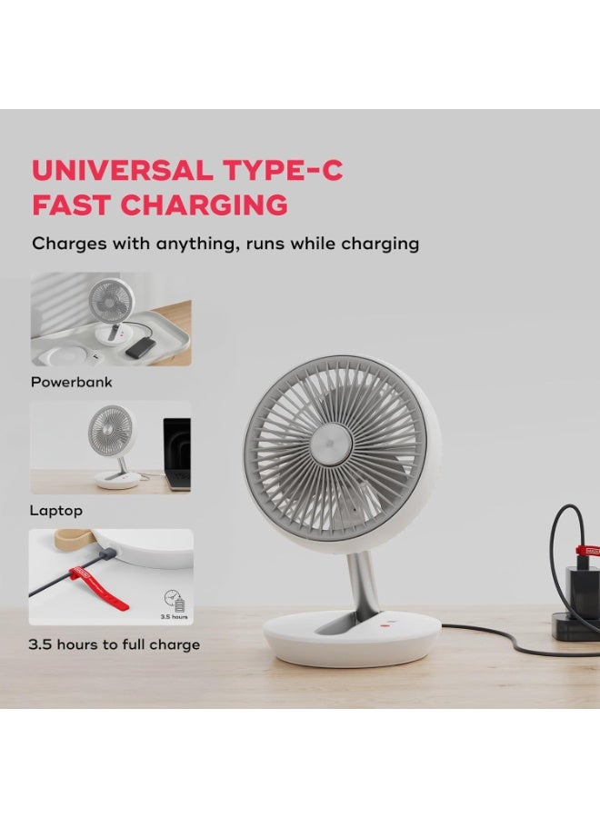 NUUK Folde V2 Personal Rechargeable Fan For Travel|Folds 180° & Fits In Any Bag|Cordless,7-Inch|16 Hr Run Time,4 Wind Speeds|Super Silent BLDC Motor|For Hiking,Picnics,Beach,Camping - Image 4