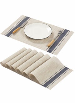 Excefore Placemats Set of 6, Waterproof Wipeable Washable PU Table Mats with 17.7" x 11.8" for Dining Table, Waterproof Oil Resistant Wipeable Place Mats for Indoor & Outdoor,Easy to Clean Table  - Image 1