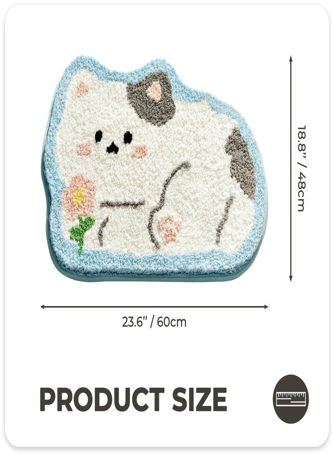 Tyrafry Cartoon Animal Bathroom Rug, Thick Plush Bath Mat Cute Microfiber Area Rug Quick Dry Door Mat Anti Slip Washable Shower Rug, 19 x 24 Inches, Cat - Image 2