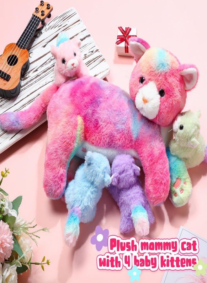 Skylety Nurturing Cat Stuffed Animal with Plush Kittens, Cat Baby Stuffed Animals for Girls and Boys Plushy Kitty Mommy Cat with 4 Baby Cats for Birthday Party Favors Gifts (Novelty Style) - Image 5