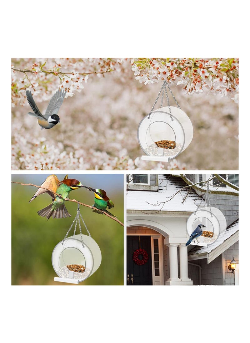 Excefore - Window Bird Feeder Hanging Acrylic Bird Feeder with Suction Cup and Seed Tray Clear Bird House Round Shape Windowsill Birdfeeders for Feeding Small Birds Decorate Your House - Image 1