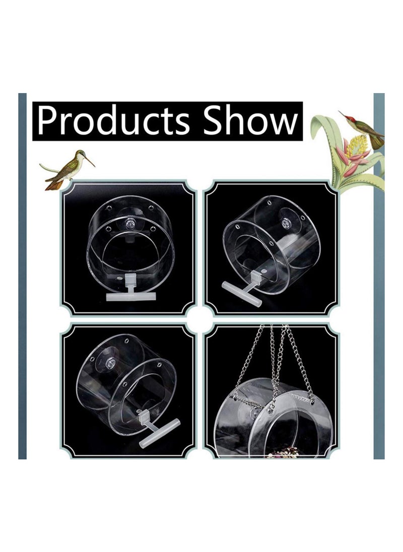 Excefore - Window Bird Feeder Hanging Acrylic Bird Feeder with Suction Cup and Seed Tray Clear Bird House Round Shape Windowsill Birdfeeders for Feeding Small Birds Decorate Your House - Image 1