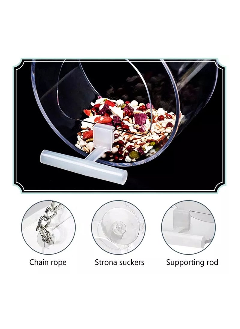 Excefore - Window Bird Feeder Hanging Acrylic Bird Feeder with Suction Cup and Seed Tray Clear Bird House Round Shape Windowsill Birdfeeders for Feeding Small Birds Decorate Your House - Image 1