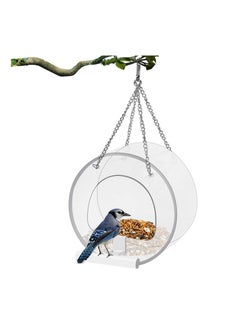 Window Bird Feeder Hanging Acrylic Bird Feeder with Suction Cup and Seed Tray Clear Bird House Round Shape Windowsill Birdfeeders for Feeding Small Birds Decorate Your House