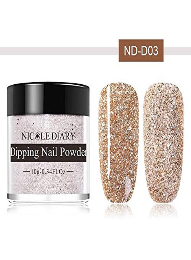 NICOLE DIARY 10g Dipping Nail Powder Gold Pink Holographic Glitter Shining Natural Dry Without Lamp Cure Nail Art (ND-D03) - Image 2