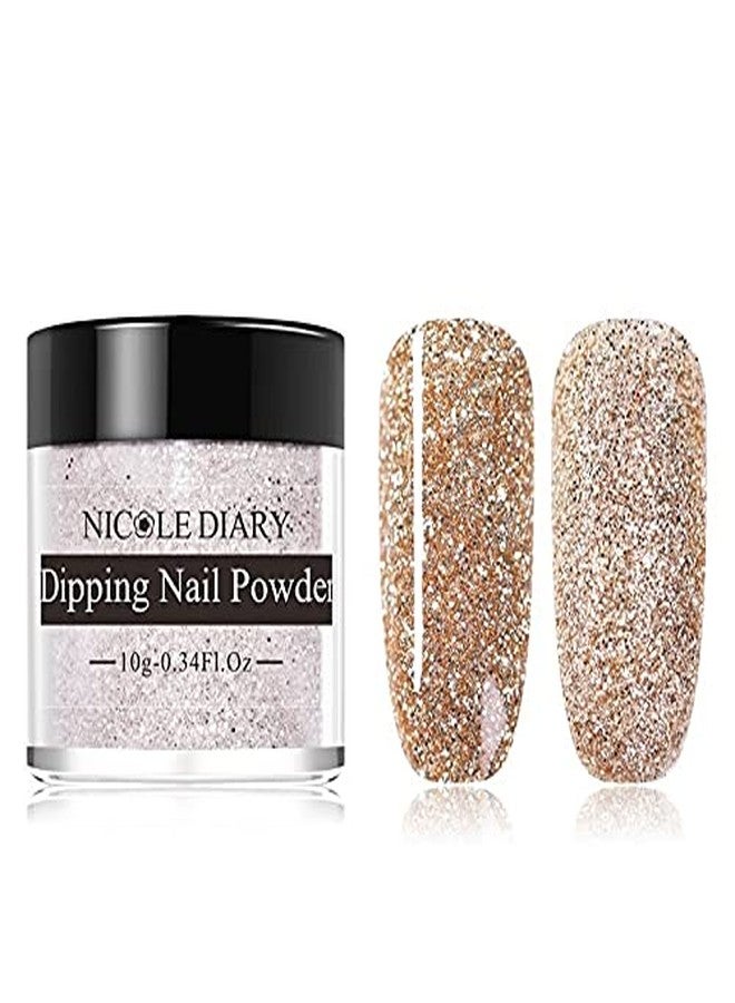 NICOLE DIARY 10g Dipping Nail Powder Gold Pink Holographic Glitter Shining Natural Dry Without Lamp Cure Nail Art (ND-D03) - Image 1