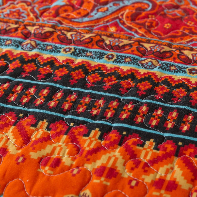BEDIFANY Cotton Quilts Queen Size Set - Lightweight Bedspreads Queen Size - Soft Colorful Orange Quilted Quilt Bedding Sets (90 * 98 Inch) with 2 Pillow Shams for Bed Decoration Coverlet, 3 Pieces - Image 5