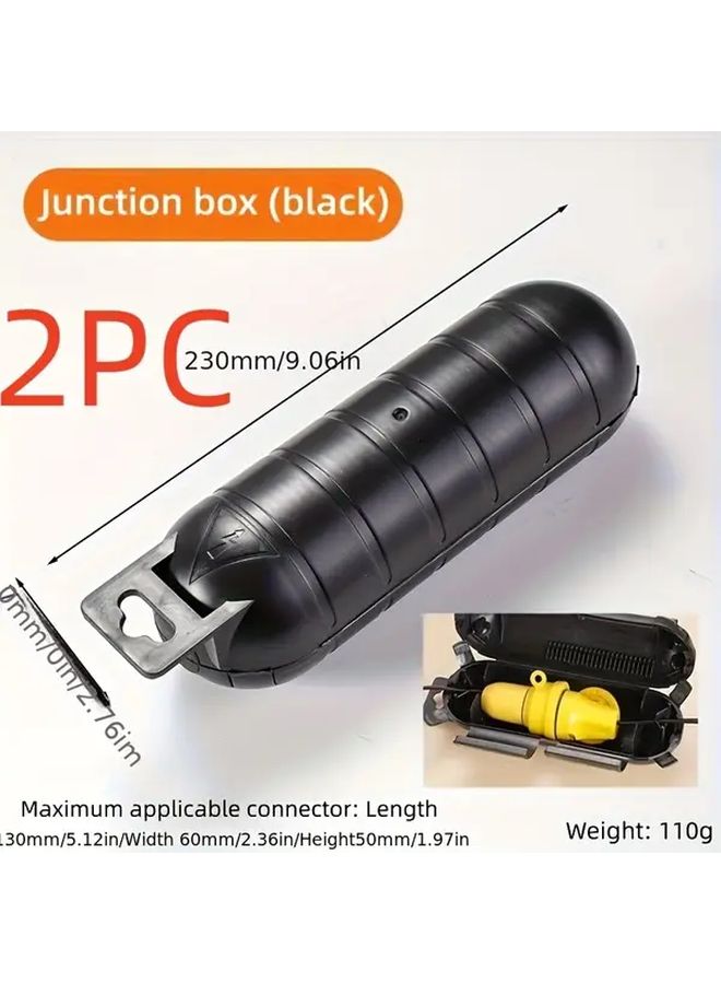 قطعتان غطاء مأخذ كهربائي مقاوم للماء للاستخدام في الهواء الطلق مع صندوق توصيل سلك التمديد باللون الأسود - Image 1