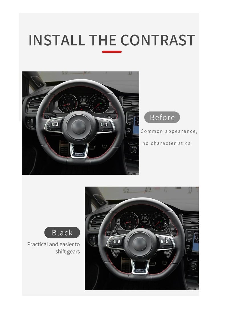 Generic Original Carbon Fiber Steering Wheel Paddle Shifter Fit For Volkswagen VW Golf 7 GTI MK7 MK7.5 R 2015-2020 - Black  - Image 4