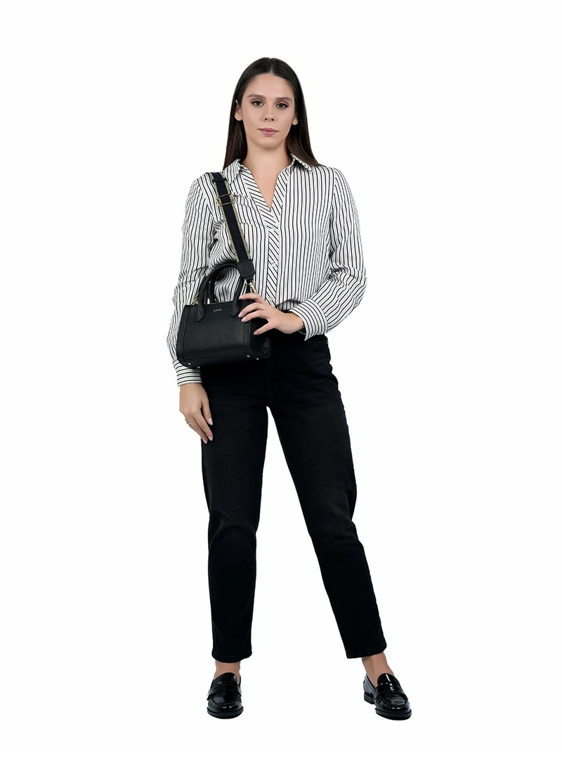 AMICA Elora Women's Leather Women's Shoulder Crossbody Bag with Woven Strap