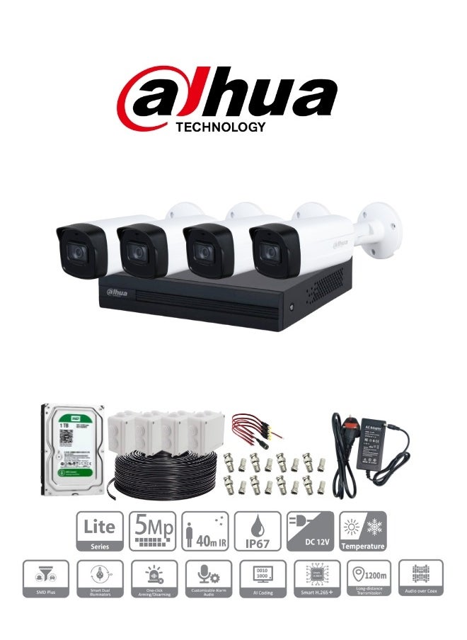 Dahua - 4PCS ANALOG DAHUA OUTDOOR BIG CAMERA KIT 5MP - Image 1