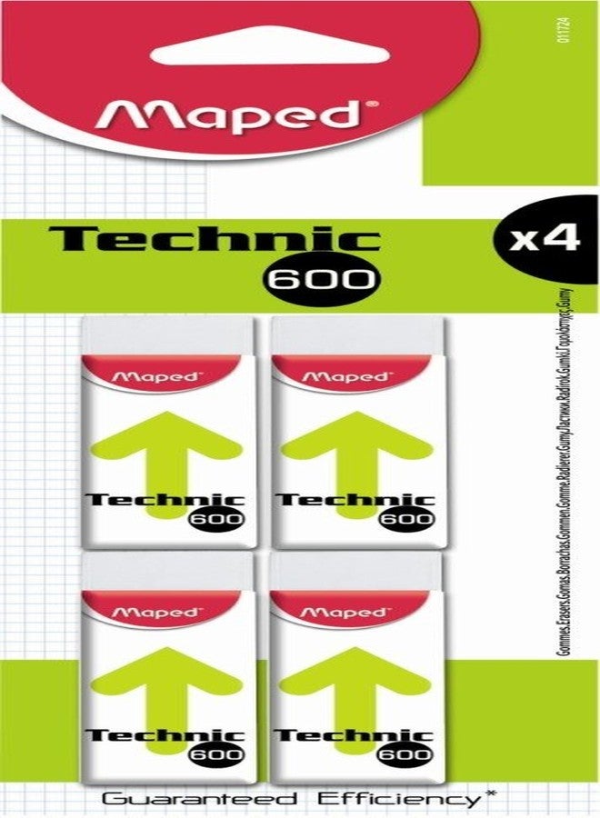Maped Technic 600 Eraser, 4-Eraser Pack (116016) - Set of 2
