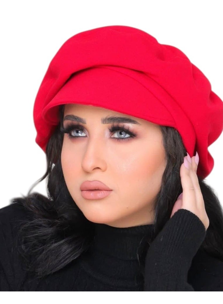كاب باريه  لون احمر  يلم الشعر كله بفوليوم , خامة عالية ومريحة في البس
